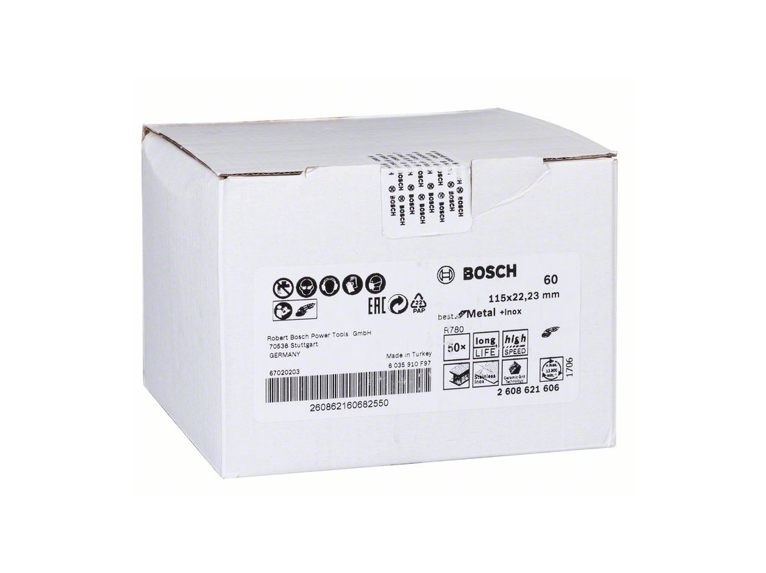 Bosch Fíbrový brusný kotouč R780, Best for Metal + Inox 115 × 22, 23 mm, G60 PROFESSIONAL