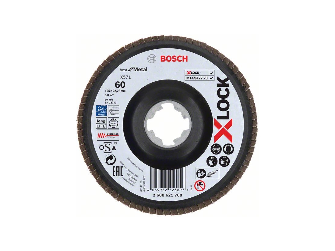 Bosch X-LOCK Lamelové brusné kotouče Best for Metal systému Ø 125 mm, G 60, X571, lomená verze, plast PROFESSIONAL