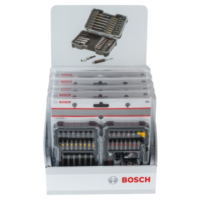 Bosch 43dílná sada bitů a nástrčných klíčů PH1; PH2 (2×); PH3; PZ1; PZ2 (2×); PZ3; SL3; SL4; SL5; SL6 (2×); H3; H4; H5; H6; T10; T15 (2×); T20 (2x); T25 (2x); T27; T30; T40; TH10; TH15; TH20; TH25; TH27; TH30; TH40 PROFESSIONAL