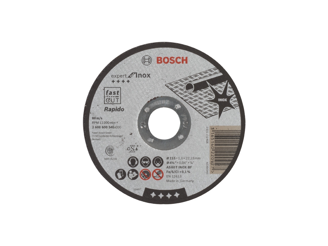Bosch Dělicí kotouč rovný Expert for Inox - Rapido AS 60 T INOX BF, 115 mm, 1, 0 mm PROFESSIONAL