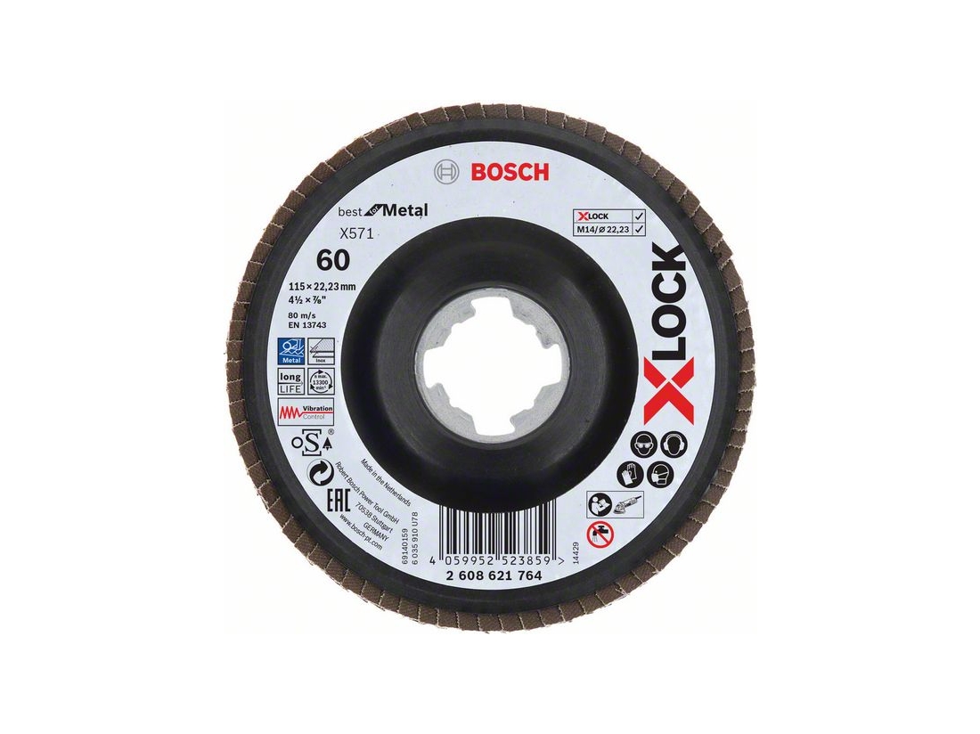 Bosch X-LOCK Lamelové brusné kotouče Best for Metal systému Ø 115 mm, G 60, X571, lomená verze, plast PROFESSIONAL