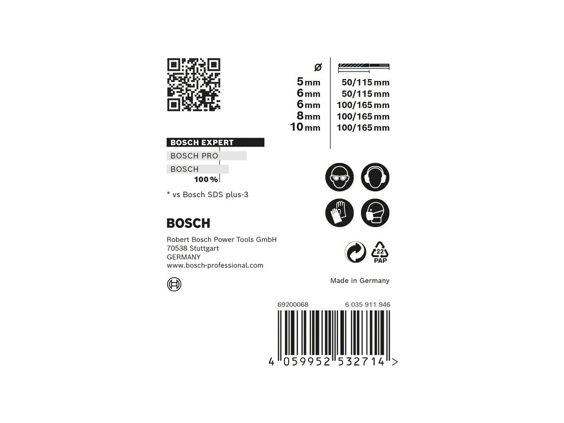 Bosch EXPERT SDS plus-7X sada 5/6/6/8/10 mm, 5ks PROFESSIONAL