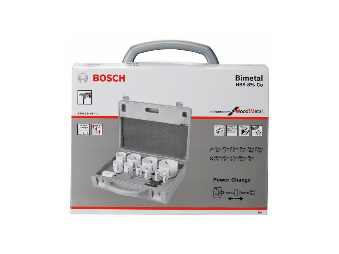 Bosch 14dílná sada děrovek Progressor 19; 22; 25; 29; 35; 38; 44; 51; 57; 64; 76 mm PROFESSIONAL