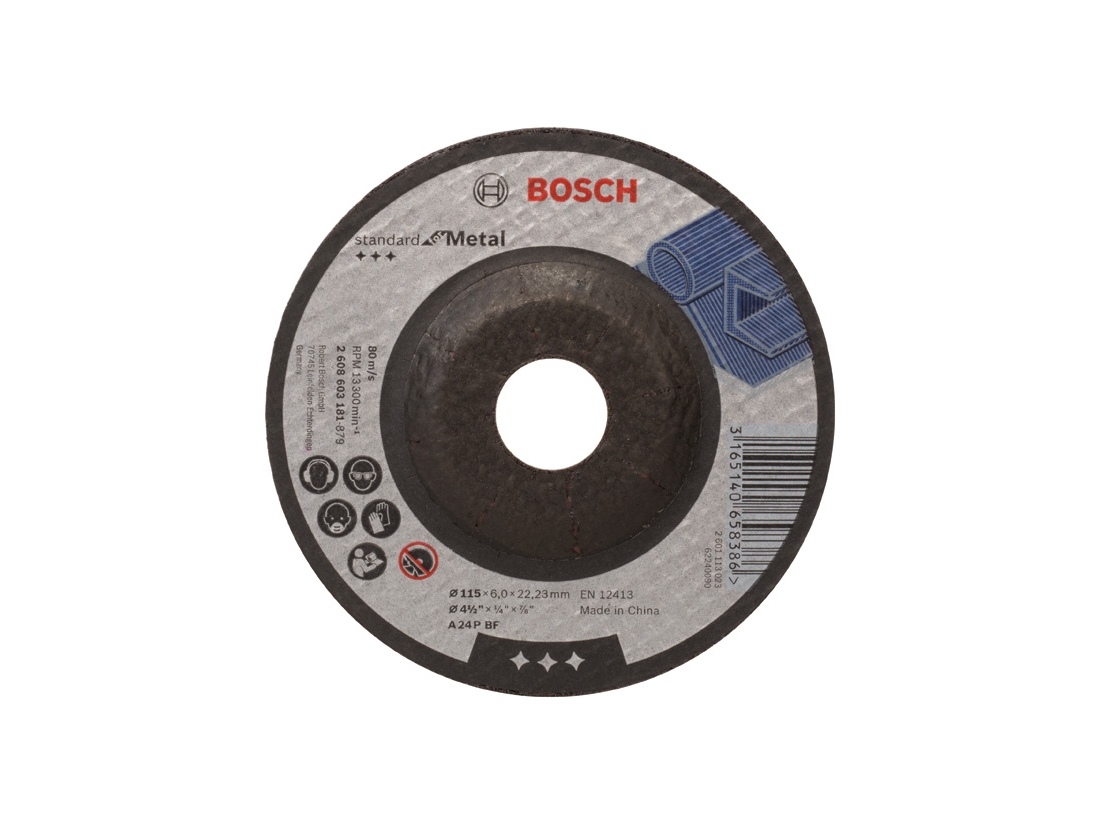 Bosch Hrubovací kotouč profilovaný Standard for Metal A 24 P BF, 115 mm, 22, 23 mm, 6, 0 mm PROFESSIONAL