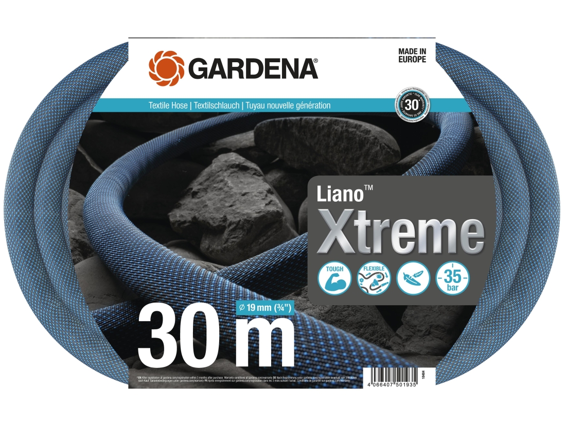 Gardena Textilní hadice Liano™ Xtreme 19 mm (3/4"), 30 m
19mm (3/4"), 30m