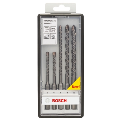 Bosch 5dílná sada vrtáků do kladiv Robust Line SDS plus-5 Ø 5, 6 x 115mm, 6, 8, 10 x 165mm PROFESSIONAL