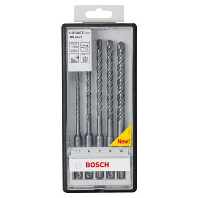 Bosch 5dílná sada vrtáků do kladiv Robust Line SDS-plus-5 Ø 5, 5, 6, 7, 8, 10 x 165mm PROFESSIONAL
