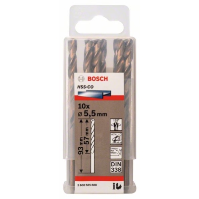 Bosch Vrtáky do kovu HSS-Co, DIN 338 5, 5 x 57 x 93 mm PROFESSIONAL