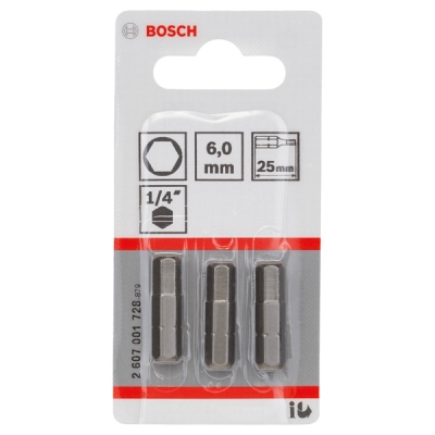 Bosch Šroubovací bit zvlášť tvrdý Extra-Hart HEX 6, 25 mm PROFESSIONAL