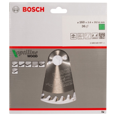 Bosch Pilový kotouč Optiline Wood 160 x 20/16 x 2, 6 mm, 36 PROFESSIONAL