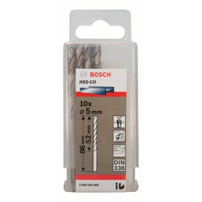 Bosch Vrtáky do kovu HSS-Co, DIN 338 5 x 52 x 86 mm PROFESSIONAL