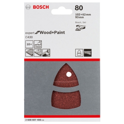 Bosch 10dílná sada brusných papírů C430 102 x 62, 93 mm, 80 PROFESSIONAL