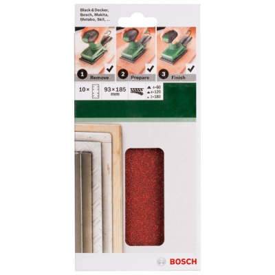 Bosch 10dílná sada brusných papírů pro vibrační brusky
