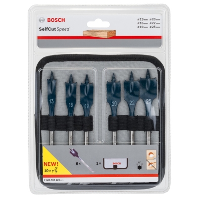 Bosch Sada plochých frézovacích vrtáků SelfCut Speed 13–25 mm, 6 kusů PROFESSIONAL