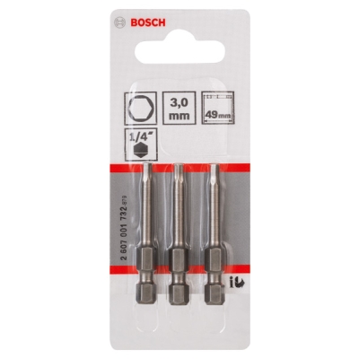 Bosch Šroubovací bit zvlášť tvrdý Extra-Hart HEX 3, 49 mm PROFESSIONAL