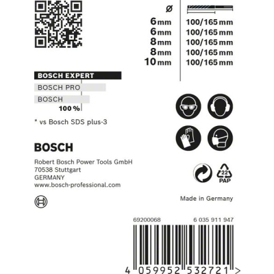 Bosch EXPERT SDS plus-7X sada 6/6/8/8/10 mm, 5ks PROFESSIONAL