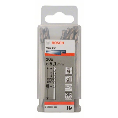 Bosch Vrtáky do kovu HSS-Co, DIN 338 5, 1 x 52 x 86 mm PROFESSIONAL