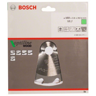 Bosch Pilový kotouč Optiline Wood 160 x 20/16 x 2, 6 mm, 12 PROFESSIONAL