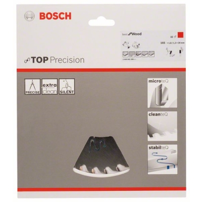 Bosch Pilový kotouč do okružních pil Top Precision Best for Wood 165 x 20 x 1, 8 mm, 32 PROFESSIONAL