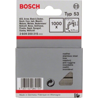 Bosch Sponky do sponkovačky z tenkého drátu, typ 53, nerezové Typ 53; L = 8 mm PROFESSIONAL