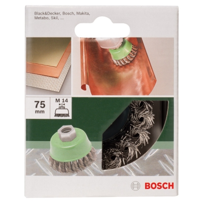 Bosch Hrncovitý kartáč pro úhlové a přímé brusky – spletený drát, nerezový, 75 mm