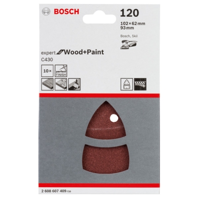 Bosch 10dílná sada brusných papírů C430 102 x 62, 93 mm, 120 PROFESSIONAL